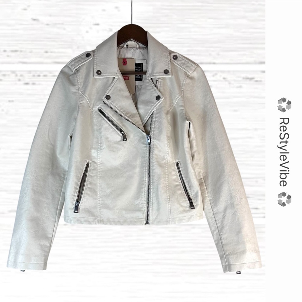 LEVI’S Women’s Size S Jacket Coat Moto Vegan Faux Leather NWT Red Tab